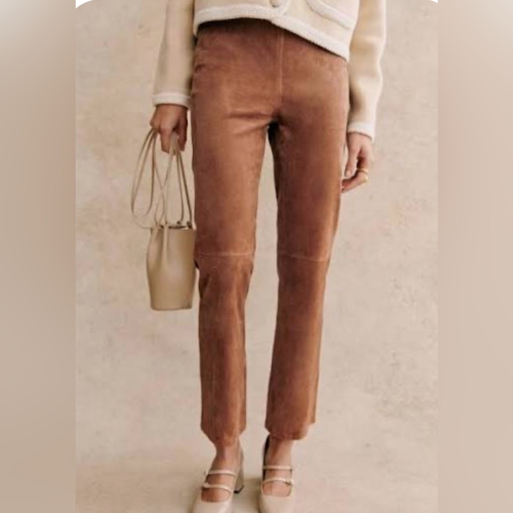 Sold✨ sezane Ciara Soft Goat Leather High-waisted Flare Leg Trouser Camel Sz